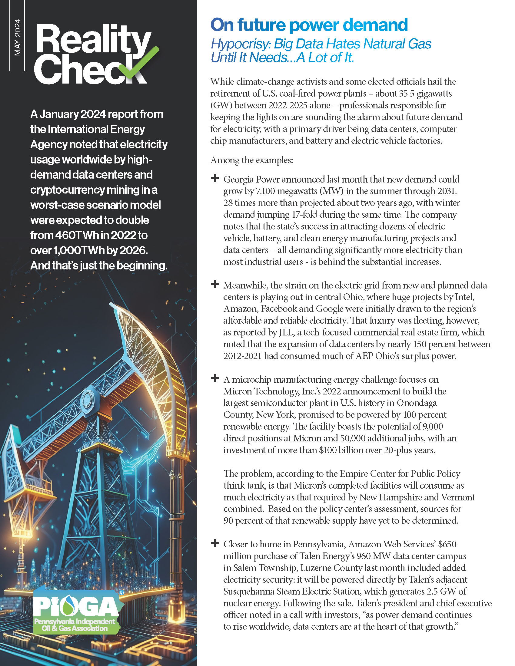 Reality Check: On future power demand - PIOGA